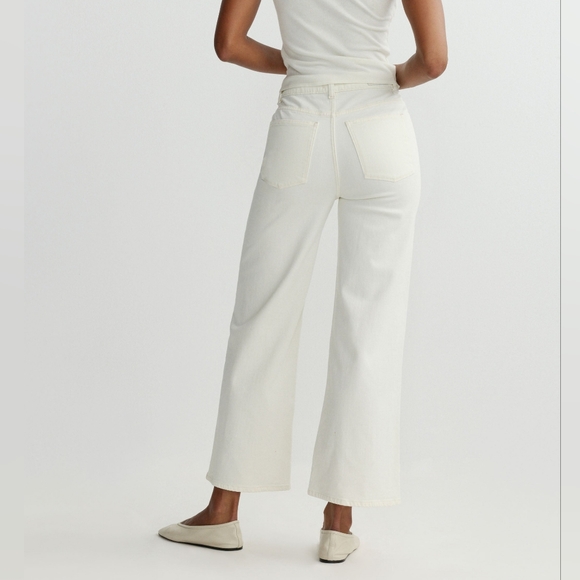 DL1961 Hepburn Wide Leg High Rise Ankle Jeans Eggshell - Picture 2 of 14